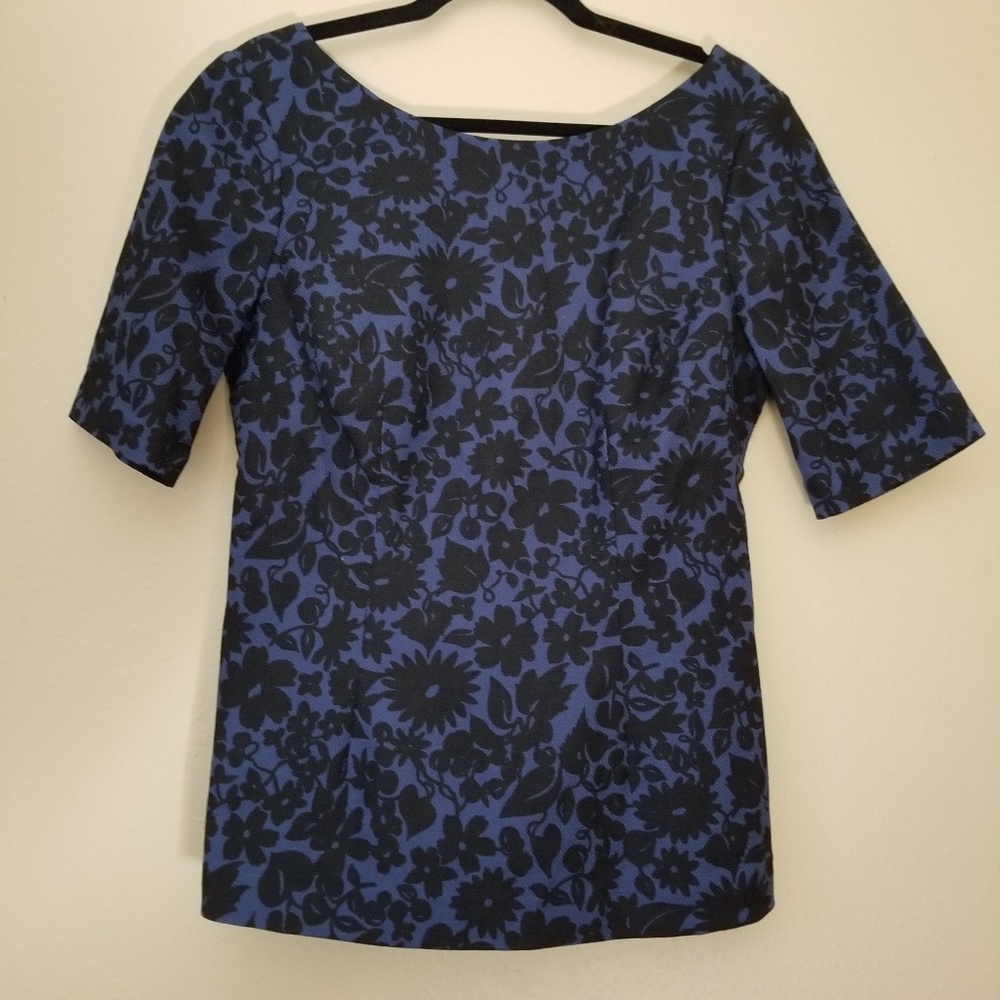 Boden | Blue and Black Floral Blouse